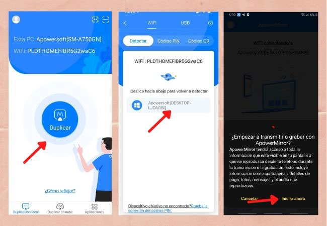 apowermirror conectar desde el teléfono
