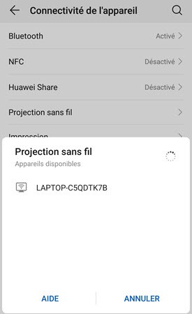 diffuser huawei via projection sans fil