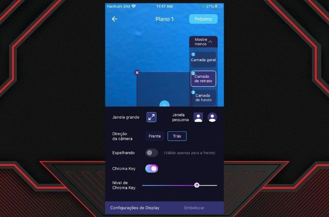 câmera casttingo alterar fundo da transmissão ao vivo