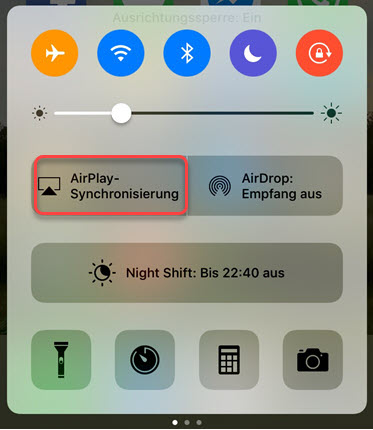 iOS 9 Kontrollzentrum