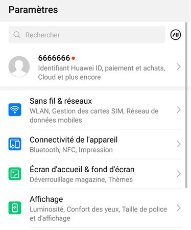 connectivité de l'appareil huawei