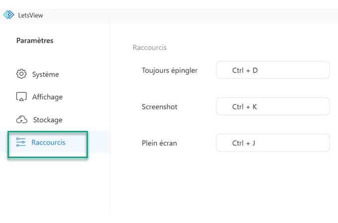 raccourcis clavier