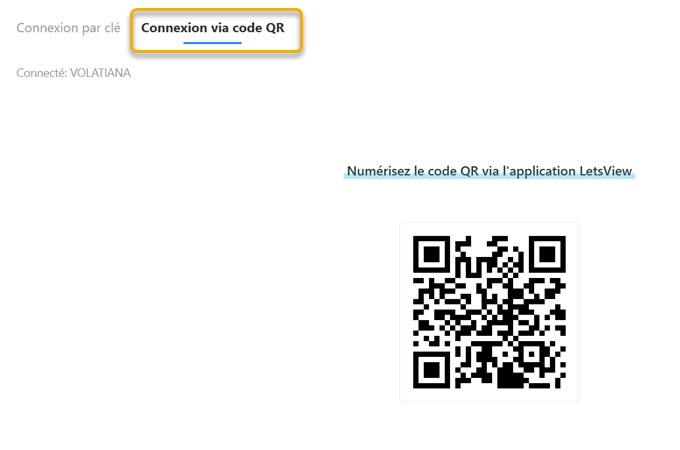 connexion via code QR sur LetsView