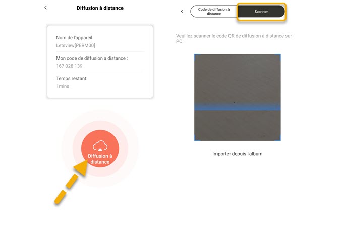 numériser code sur LetsView