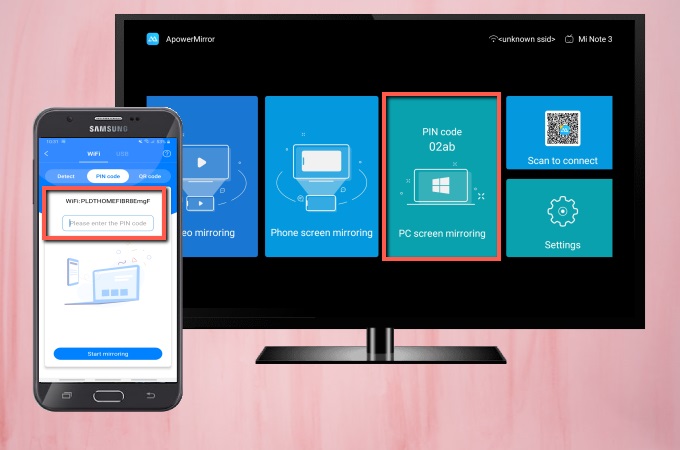 transmitir Samsung J7 a la TV ApowerMirror