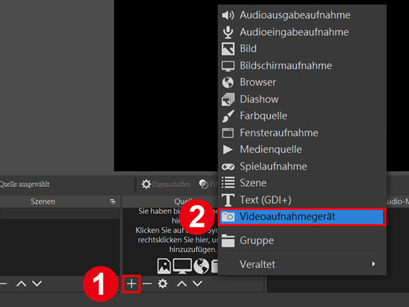 Videoaufnahmegerät bei OBS